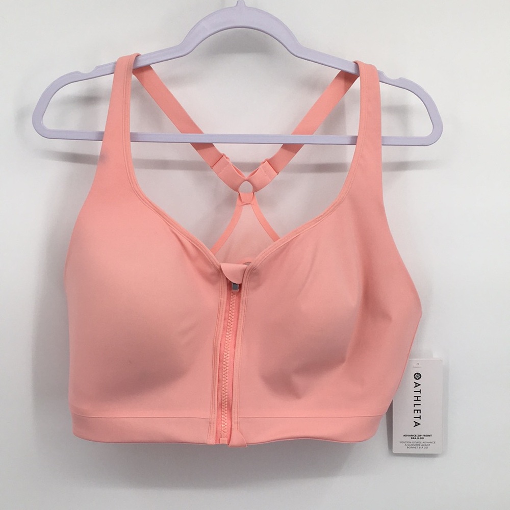 Athleta Peach Front-Zip Sports Bra